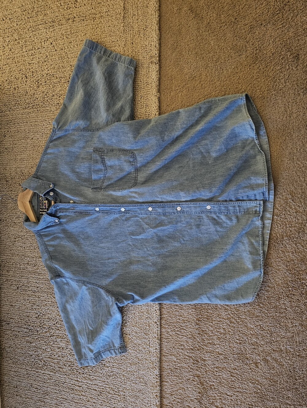 Vintage Forenza 100% Cotton Chambray Denim Shirt Boxy Fit Large
